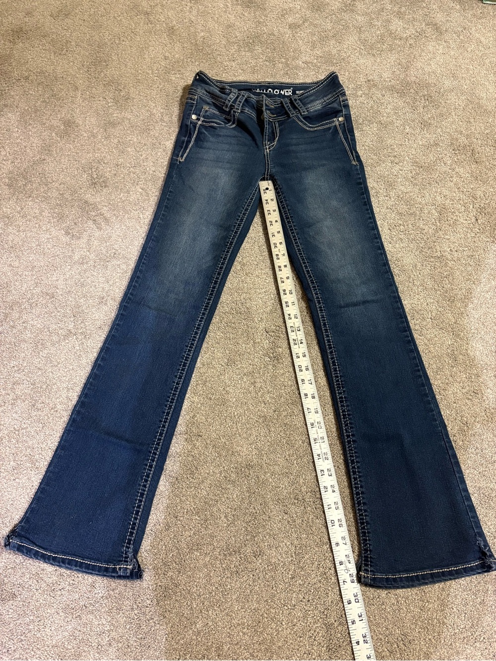WallFlower Luscious Curvy Bootcut Jeans Dark Wash Contrast Stitch Size 1 REG
